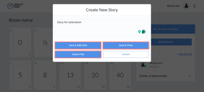 Image showing how to create a story in PlanITPoker