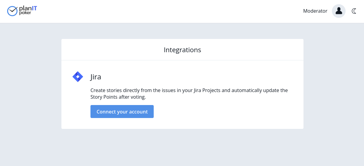 Finding the Jira integration button inside PlanITPoker